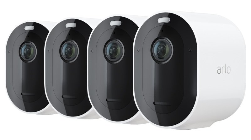 Arlo Pro 4 Wireless Spotlight Smart Security Camera 2K - White (4 Pack) Indoor/ Outdoor Use
