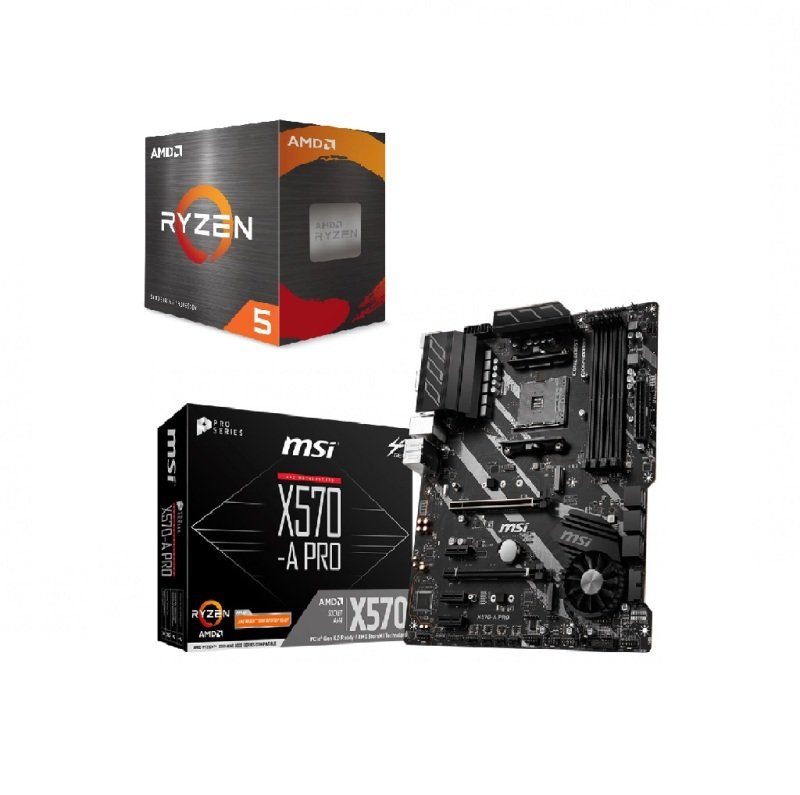 MSI X570-A PRO ATX Motherboard + AMD Ryzen 5 5600X Processor Bundle