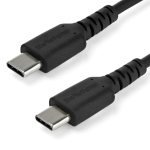 Startech 1m USB C Charging Cable - Durable Fast Charge & Sync USB 2.0 Type C to USB C Laptop Charger Cord - TPE Jacket Aramid Fiber M/M 60W Black - Samsung S10 S20 iPad Pro MS Surface