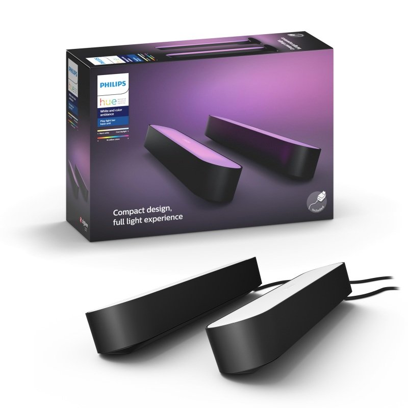 Philips Hue Play White & Colour Ambiance Smart Light Bar Double Pack Base Unit, Black