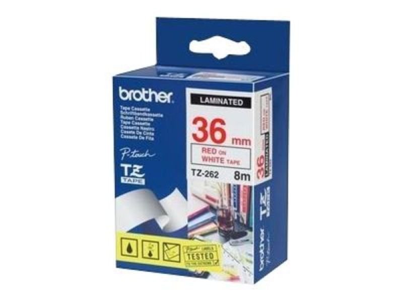 Brother TZe 262 Laminated tape- Red on white