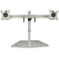 Startech Dual Monitor Stand - Ergonomic Free Standing Dual Monitor Desktop Stand for two 24" VESA Mount Displays - Synchronized Height Adjustable - Double Monitor Pole Mount - Silver