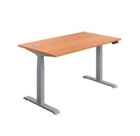 First Sit/Stand Desk 1400x800x630-1290mm Beech/Silver KF820604