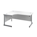 First Radial Left Hand Desk White/Silver KF803034