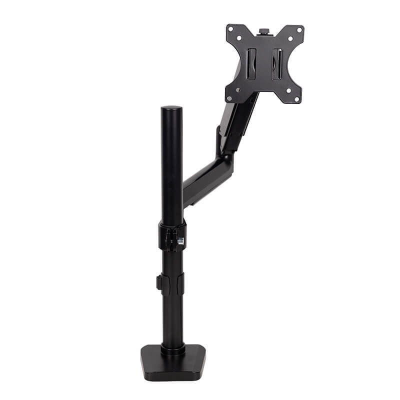 Xenta Full Motion Single Monitor Mount for 13-27inch Screens | Gas Assisted Double Arm Desk Bracket with Clamp