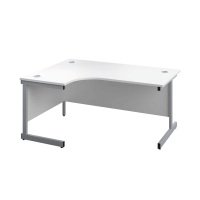 First Radial Left Hand Desk White/Silver KF803157