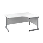 First Radial Right Hand Desk White/Silver KF803188