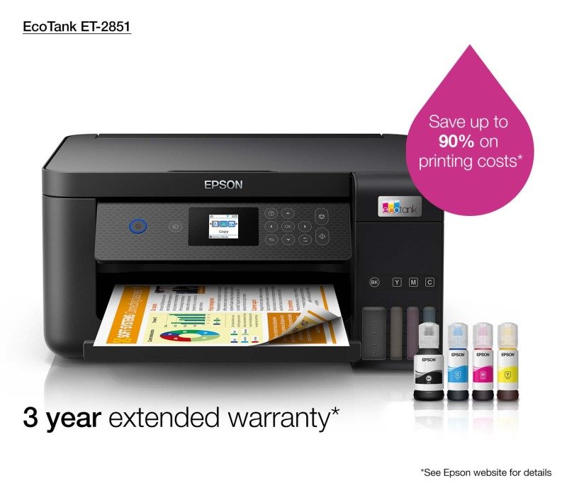 Epson Ecotank ET-2851 Wireless All-In-One Inkjet Printer - Includes ...