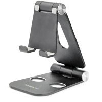 Startech Phone and Tablet Stand - Foldable Universal Mobile Device Holder for Smartphones & Tablets - Adjustable Multi-Angle Ergonomic Cell Phone Stand for Desk - Portable - Black