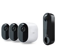 Arlo Essential Spotlight CCTV 3 Camera System & Wireless Video Doorbell Camera - Black