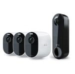 Arlo Essential Spotlight CCTV 3 Camera System - Wireless Video Doorbell Camera Included