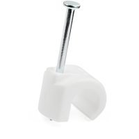 Startech 100 Pack Large Cable Clips with Nail - Reusable - Nail-in Clamps - Wire Holding Clips - Ethernet Cord/AV/Coax Cable Fasteners - Brick/Drywall Mounting Cable Tacks - White - TAA