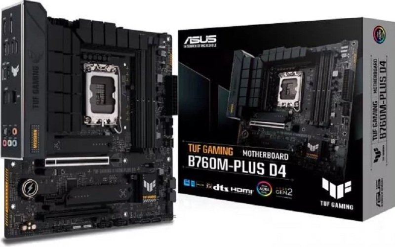 ASUS Intel TUF GAMING B760M-PLUS D4 LGA 1700 DDR4 Micro ATX Gaming Motherboard