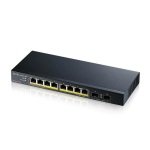Zyxel GS1100-10HP - 8-Port Unmanaged Desktop Gigabit PoE+ Switch - w/ 2 x 1GbE SFP Ports (130W)