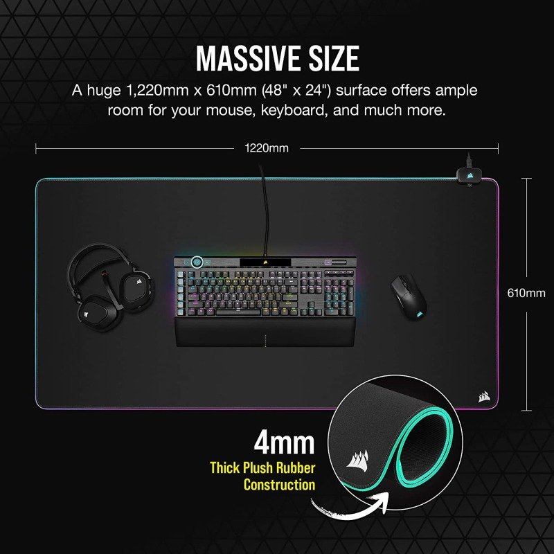 Corsair Mm700 Rgb Black Extended 3xl Cloth Gaming Mouse Mat 