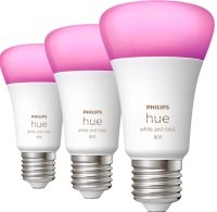 Philips Hue White & Colour Ambiance Smart Bulb 3 Pack LED E27 with Bluetooth - 800 Lumen EU