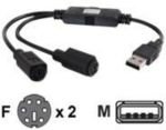 C2G, USB PS/2 Keyboard/Mouse Adapter Black
