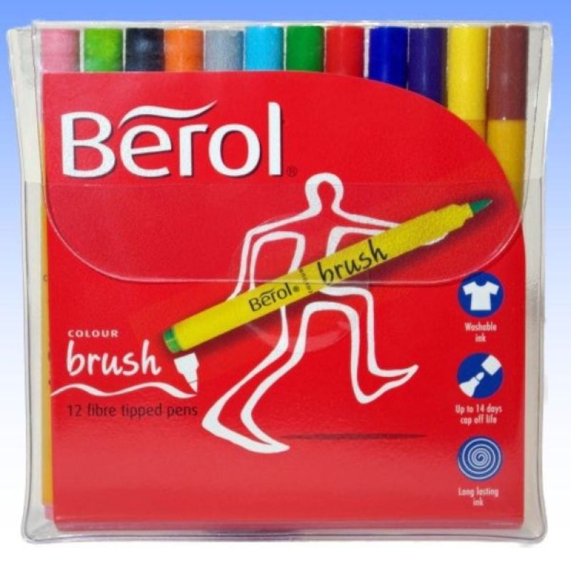 Berol ColourBrush Assorted Colour Pens   12 Pack  Ebuyer