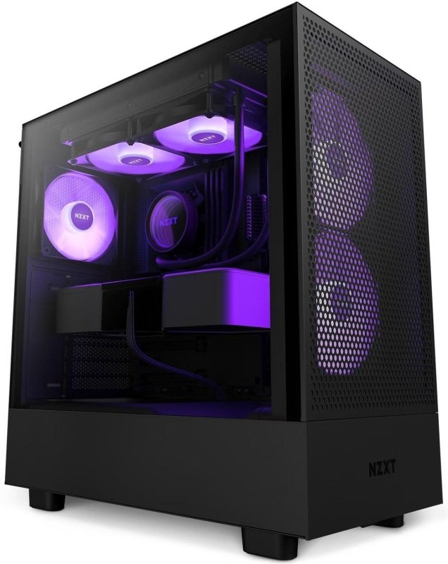 NZXT H5 Flow RGB Compact ATX Mid-Tower with RGB Fans - Black