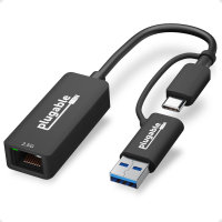 Plugable Technologies 2.5G USB C and USB to Ethernet Adapter - 2-in-1 Adapter