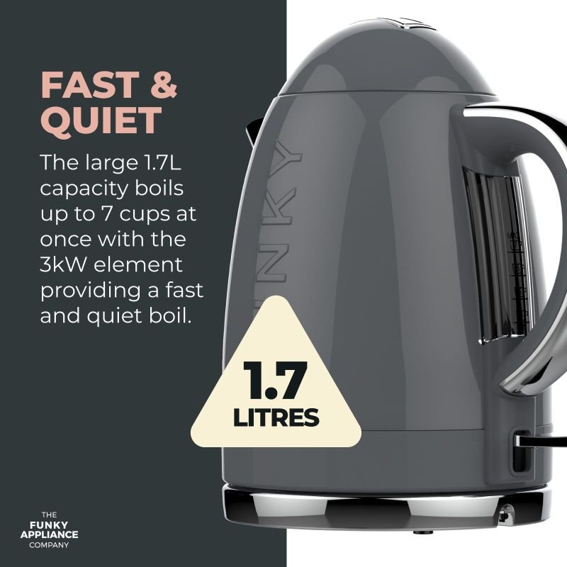 Funky Kettle + Funky 4 Slice Toaster - Grey | Ebuyer.com