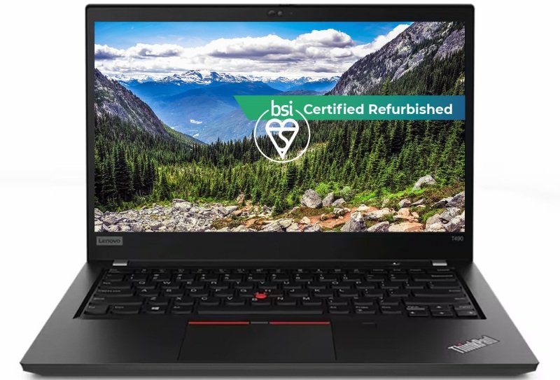 Refurbished Lenovo ThinkPad T490 Laptop, Intel Core i5 8th Gen CPU, 8GB DDR4, 256B SSD, 14" Ful