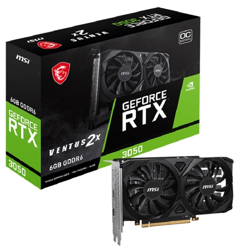 MSI NVIDIA GeForce RTX 3050 VENTUS 2X OC Graphics Card for Gaming - 6GB