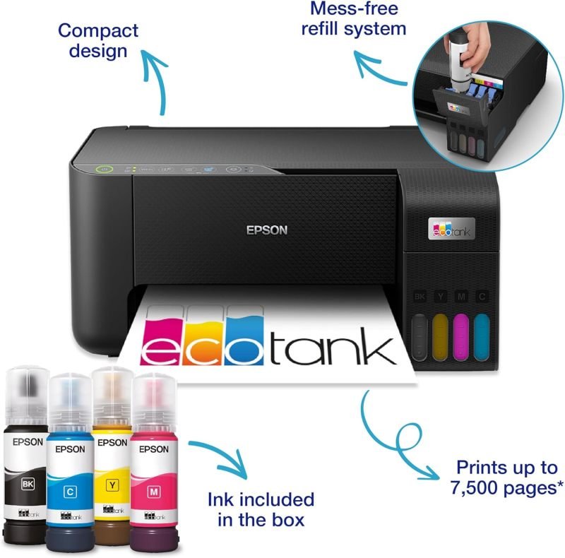 Epson Ecotank Et 2860 Wireless All In One Inkjet Printer Includes Starter Ink Cartridges 1105