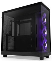 EXDISPLAY NZXT H6 Flow RGB Compact Dual-Chamber Mid-Tower Airflow Case with RGB Fans - Black