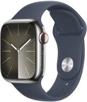 EXDISPLAY Apple Watch Series 9 GPS + Cellular 45mm Silver Aluminium Case with Storm Blue Sport Band - M/L