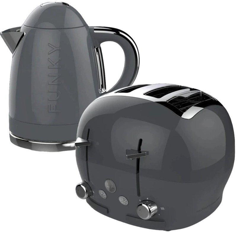 Funky Kettle + Funky 4 Slice Toaster - Grey | Ebuyer.com