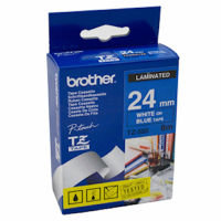 Brother TZe 555 Laminated tape- Gloss White on Blue