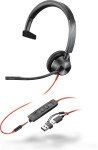 Poly Blackwire 3315 Monaural Teams Certified Wired Headset - Black