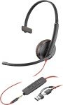Poly Blackwire 3215 Monaural Wired USB-C Headset - Black