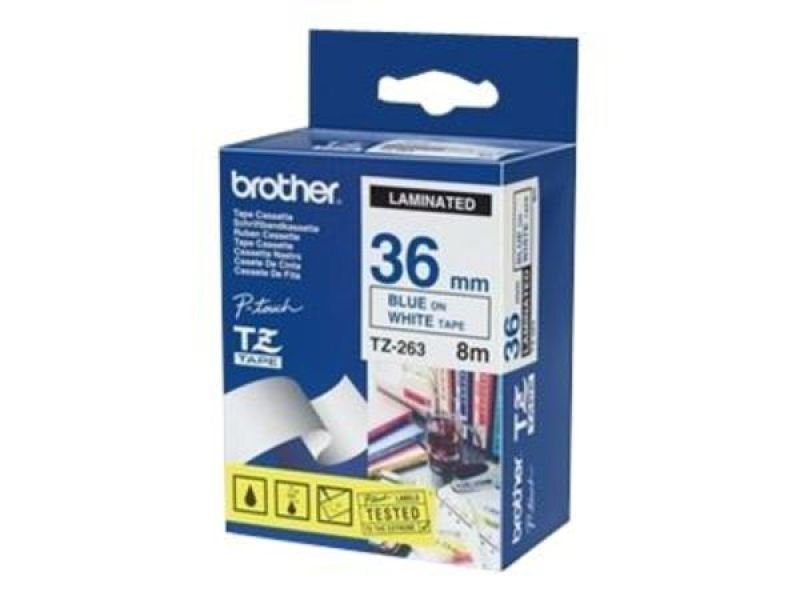 Brother TZe 263 Laminated tape- Blue on White