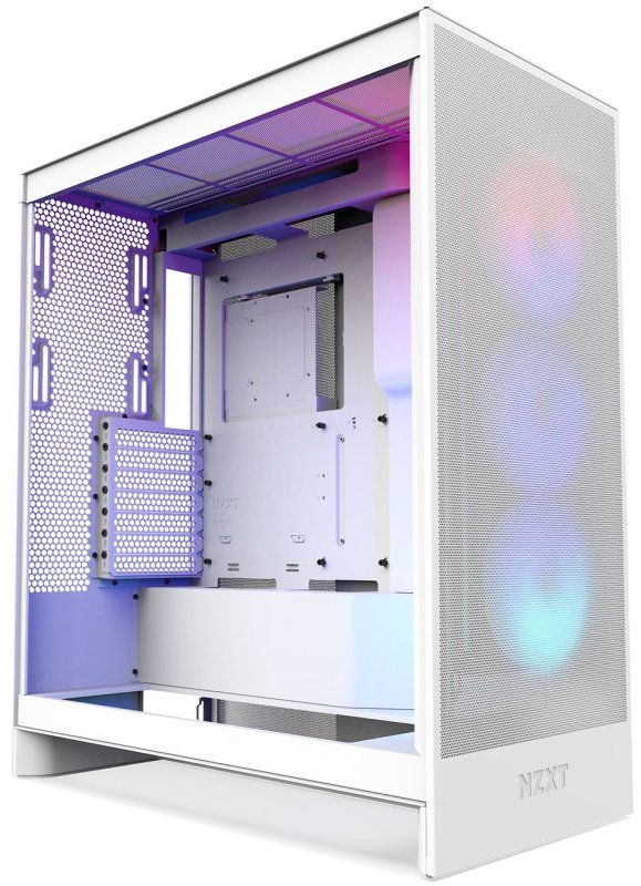 NZXT H7 Flow RGB Mid Tower E-ATX Gaming PC Case - White
