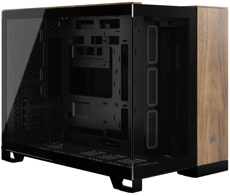 CORSAIR 2500X Mid Tower Micro ATX Gaming PC Case - Black and Walnut