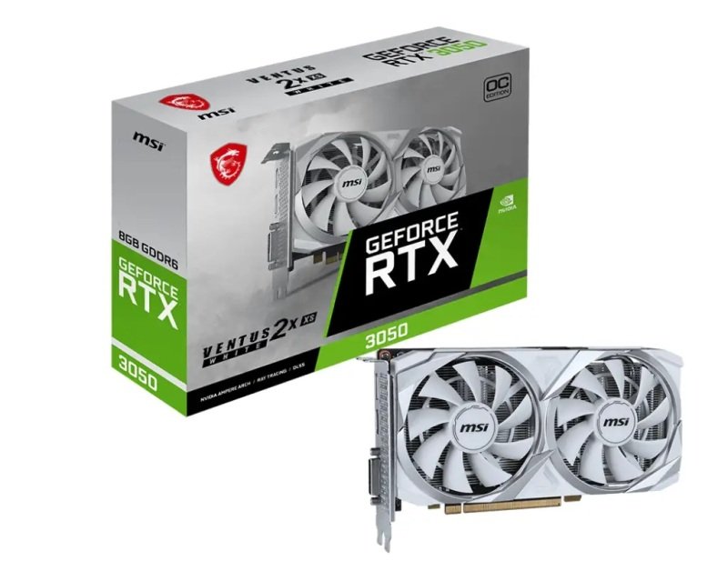 MSI NVIDIA GeForce RTX 3050 VENTUS 2X XS White OC Graphics Card for Gaming - 8GB