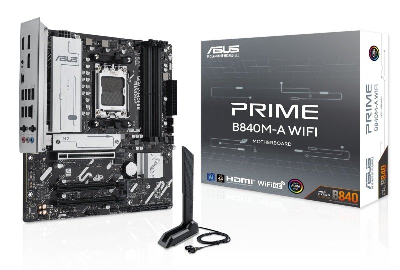 ASUS AMD PRIME B840M-A WIFI AM5 DDR5 Micro ATX Gaming Motherboard
