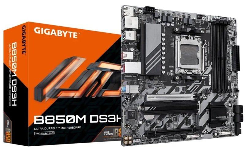 Gigabyte AMD B850M DS3H AM5 DDR5 Micro ATX Gaming Motherboard