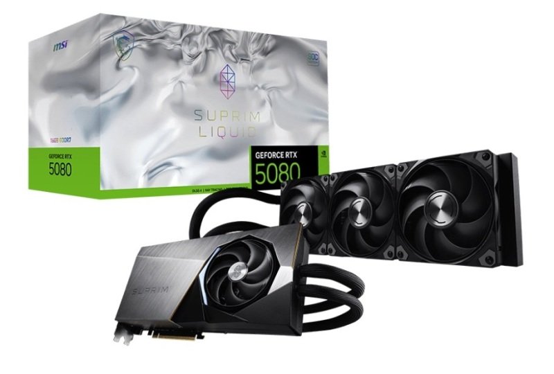 MSI NVIDIA GeForce RTX 5080 SUPRIM LIQUID SOC Graphics Card for Gaming - 16GB