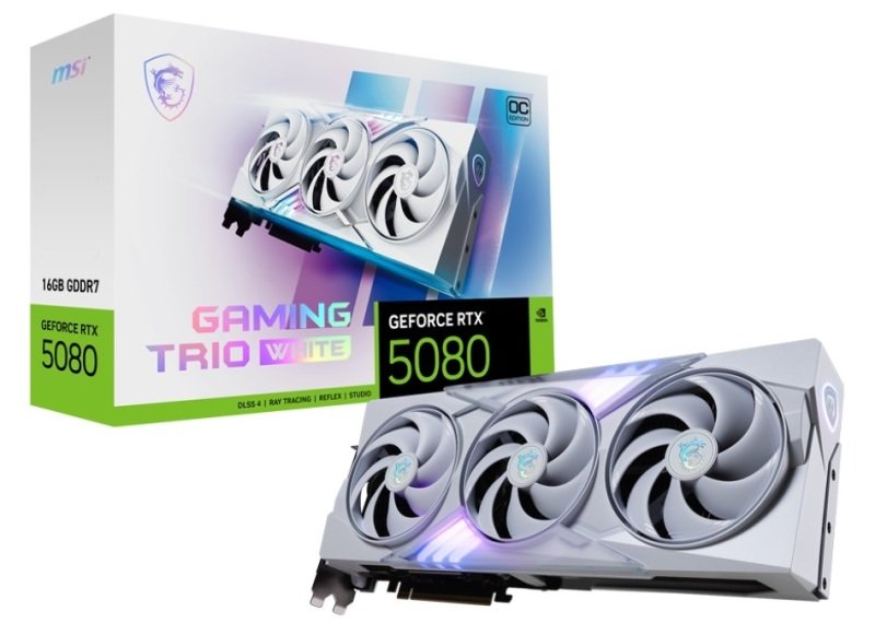 MSI NVIDIA GeForce RTX 5080 GAMING TRIO OC WHITE Graphics Card for Gaming - 16GB
