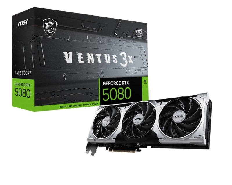 MSI NVIDIA GeForce RTX 5080 VENTUS 3X OC PLUS Graphics Card for Gaming - 16GB