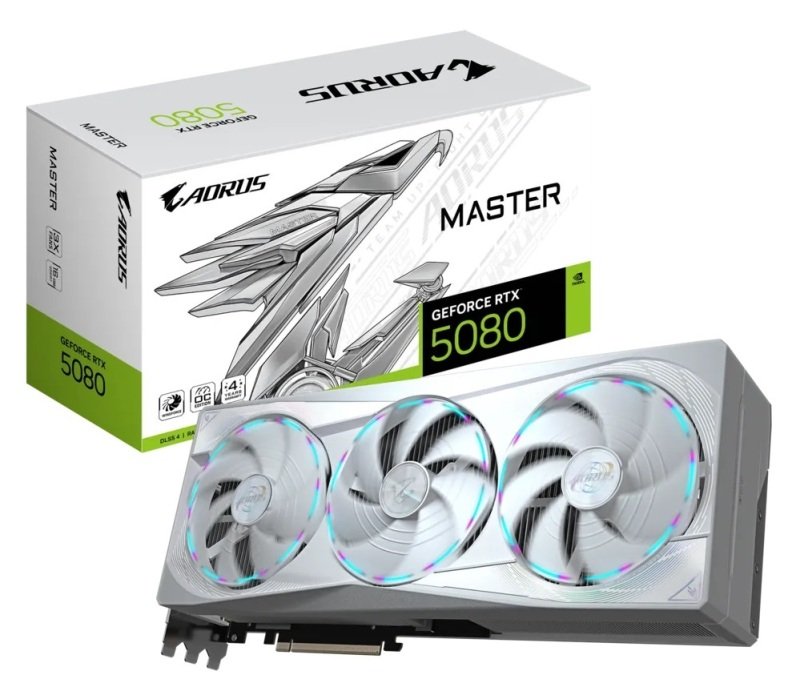 Gigabyte NVIDIA GeForce RTX 5080 AORUS MASTER ICE Graphics Card for Gaming - 16GB