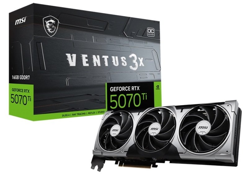 MSI NVIDIA GeForce RTX 5070 Ti VENTUS 3X OC Graphics Card for Gaming - 16GB