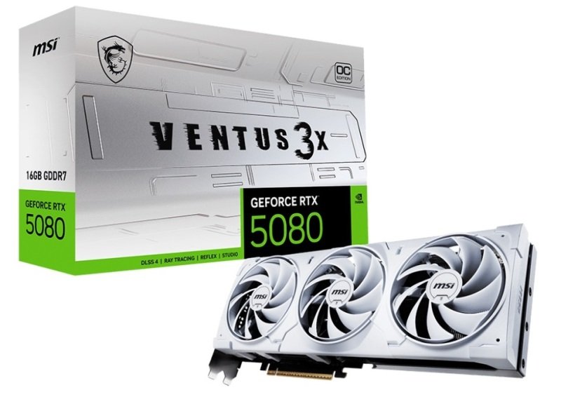 MSI NVIDIA GeForce RTX 5080 VENTUS 3X OC WHITE Graphics Card for Gaming - 16GB