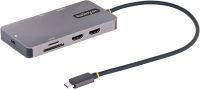 Startech USB C Multiport Adapter, Dual HDMI Video, 4K 60Hz, 2Pt 5Gbps USB-A Hub, 100W Power Delivery Pass-Through/GbE/SD/MicroSD, 12"/30cm Cable, Travel Dock, Laptop Docking Station