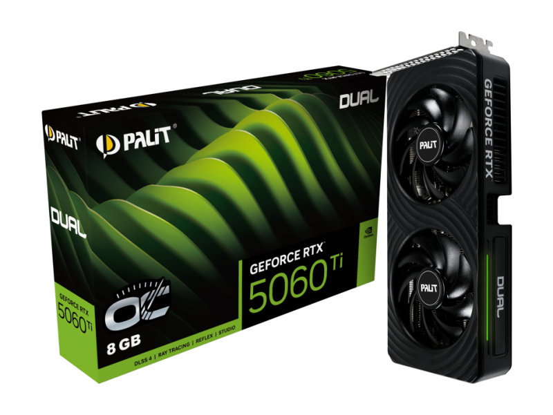 Palit NVIDIA GeForce RTX 5060 Ti DUAL OC Graphics Card for Gaming - 8GB