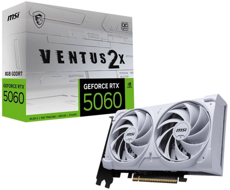 MSI NVIDIA GeForce RTX 5060 Ti VENTUS 2X OC White Graphics Card for Gaming - 8GB