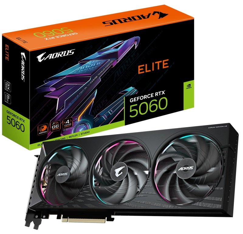 Gigabyte NVIDIA GeForce RTX 5060 AORUS ELITE Graphics Card for Gaming - 8GB